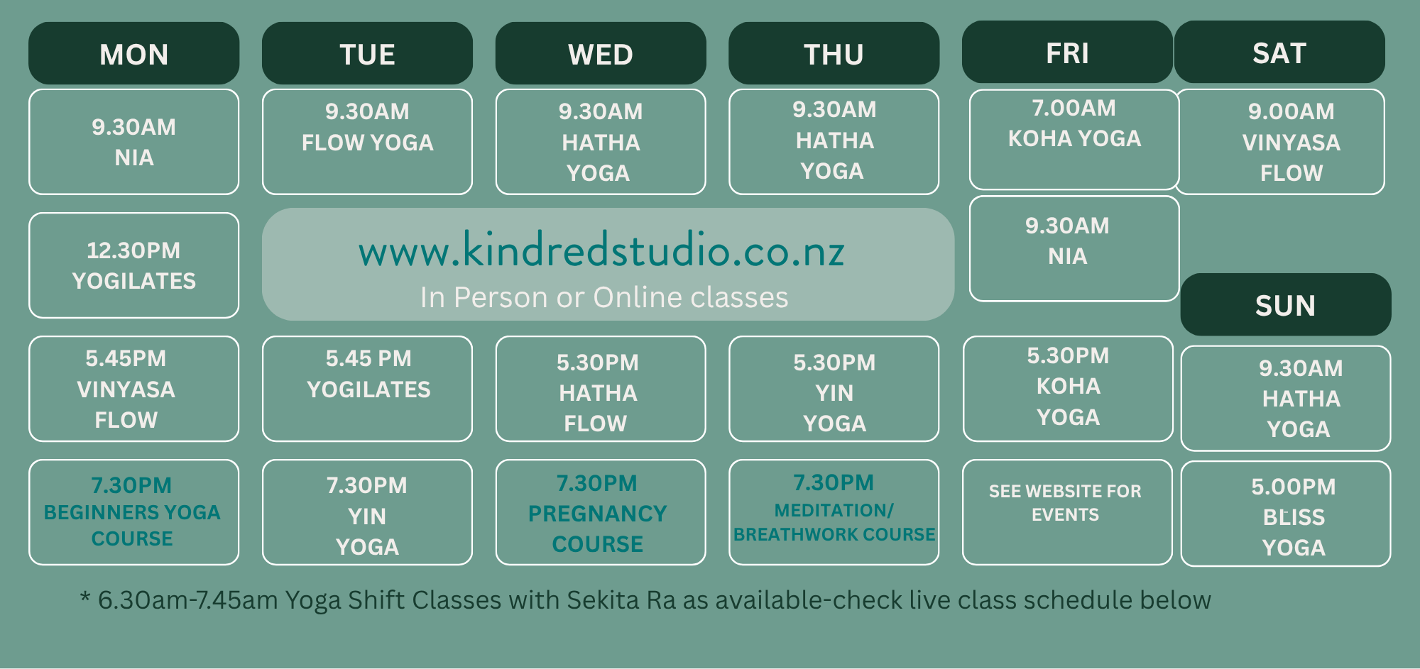 Class Schedule - Website